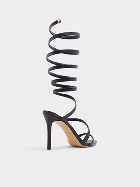 Aldo Black Metallic Spiral Wrap Strappy Heel